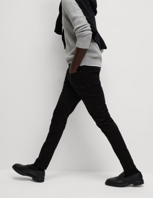 

Mens M&S Collection Skinny Fit Stretch Jeans, Black/Black