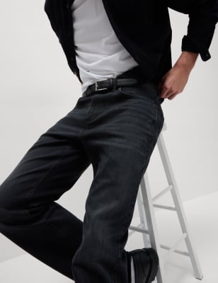 

Mens M&S Collection Gerade geschnittene Stretch-Jeans - Black Denim, Black Denim