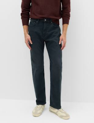 Mens M&S Straight Fit Stretch Jeans, Smokey Blue