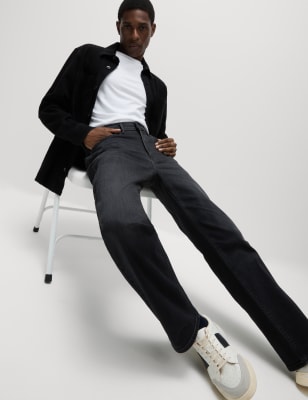 

Mens M&S Collection Loose Fit Stretch Jeans - Black Denim, Black Denim