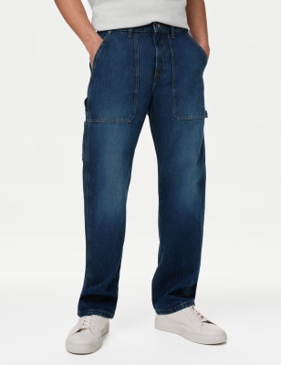 

Mens M&S Collection Loose Fit Carpenter Jeans - Medium Blue, Medium Blue