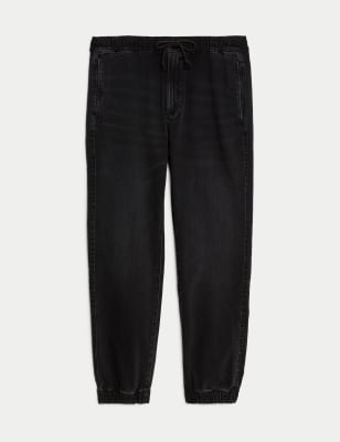 

Mens M&S Collection Regular Fit Jersey Cuffed Jogger Jeans - Black, Black