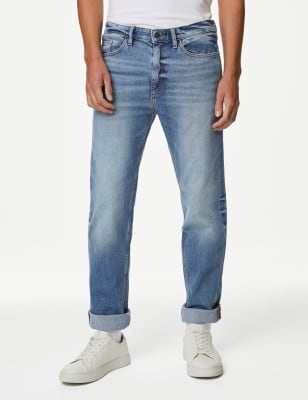 

Mens M&S Collection Locker geschnittene Jeans mit Vintage-Waschung - Light Blue, Light Blue