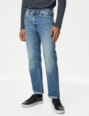 

M&S Collection Jeans straight elásticos retro de aspecto lavadoMens - Light Blue, Light Blue