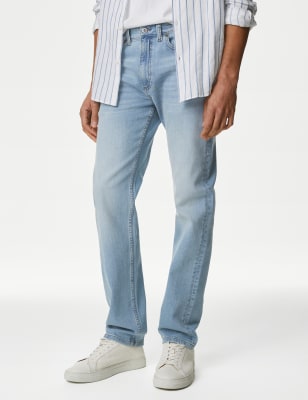 

M&S Collection Jeans straight elásticos retro de aspecto lavadoMens - Pale Blue, Pale Blue