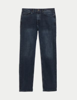 

Mens M&S Collection Straight Fit Vintage Wash Stretch Jeans - Smokey Blue, Smokey Blue