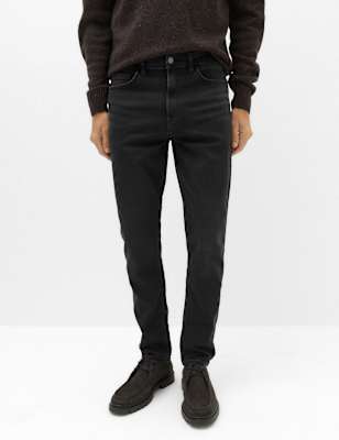 Mens M&S Slim Fit Comfort Stretch Jeans, Black Denim