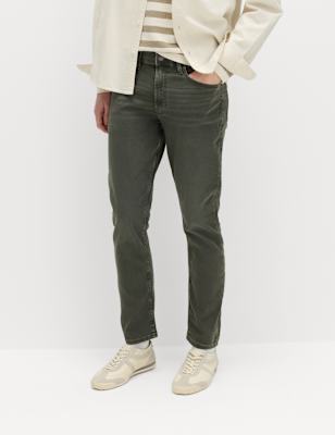 Mens M&S Slim Fit Comfort Stretch Jeans, Smokey Green