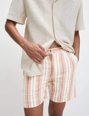 

Mens M&S Collection Gestreifte Shorts aus reiner Baumwolle in normaler Passform - Burnt Sienna, Burnt Sienna