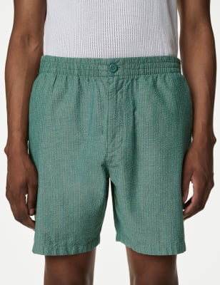 

Mens M&S Collection Pure Cotton Seersucker Elasticated Shorts - Green, Green