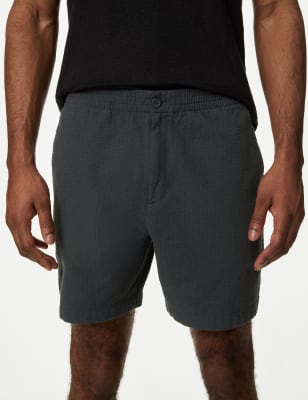 

Mens M&S Collection Pure Cotton Seersucker Elasticated Shorts - Grey, Grey