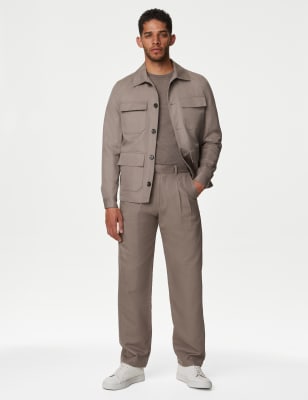 

Mens Autograph Tapered Fit Linen Blend Trousers - Taupe, Taupe
