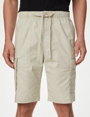 

Mens M&S Collection Elasticated Waist Ripstop Textured Cargo Shorts - Stone, Stone