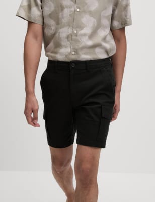 

Mens M&S Collection Straight Fit Stretch Cargo Short - Black, Black