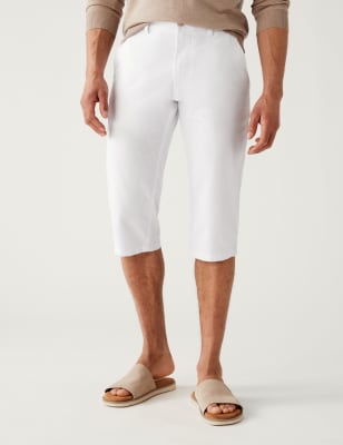 

Mens M&S Collection Shorts aus Leinenmischgewebe mit 3/4-Bein - White, White