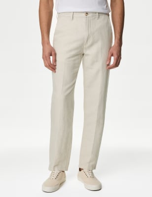 

M&S Collection Pantalón regular con linoMens - Stone, Stone