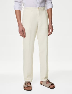 

Mens M&S Collection Regular Fit Linen Blend Trousers - Natural Mix, Natural Mix