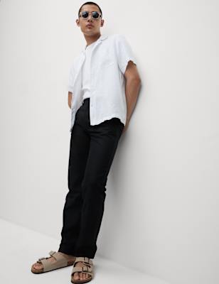 

Mens M&S Collection Regular Fit Cotton Linen Blend Chinos, Black