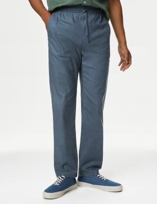 

Mens M&S Collection Tapered Fit Linen Blend Trousers - Air Force Blue, Air Force Blue