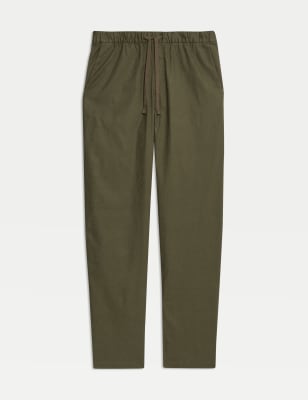 

Mens M&S Collection Loose Fit Linen Blend Elasticated Trousers - Hunter Green, Hunter Green