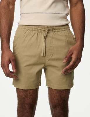 

Mens M&S Collection Elasticated Waist Shorter Length Stretch Shorts' - Natural, Natural