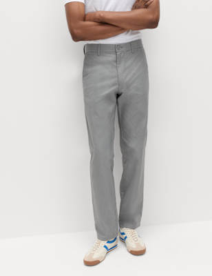 Mens M&S Regular Fit Pure Cotton Chinos, Ash Grey