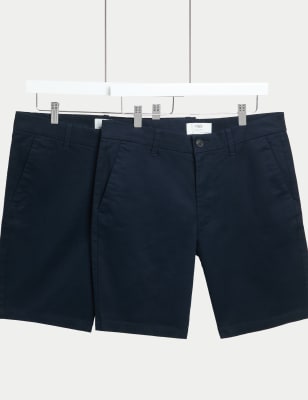 

Mens M&S Collection 2er-Pack Chinoshorts aus Stretchstoff in schmaler Passform - Toffee, Toffee