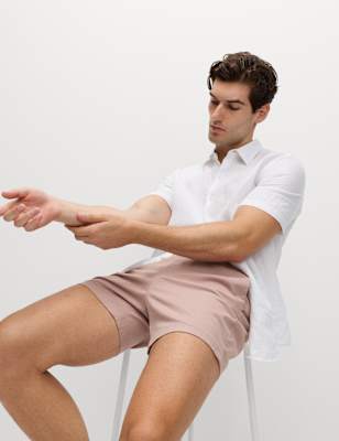 

Mens M&S Collection Regular Fit Stretch Chino Shorts, Blush