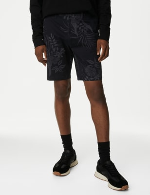 

Mens M&S Collection Floral Stretch Chino Shorts - Navy, Navy