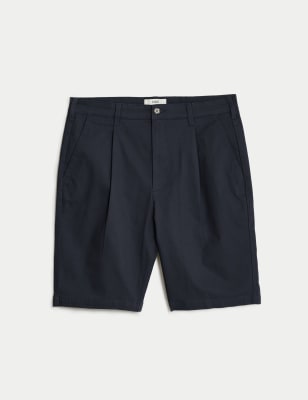 

Mens M&S Collection Single Pleat Stretch Chino Shorts - Navy, Navy