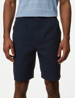 

Mens M&S Collection Elasticated Waist Ripstop Textured Shorts - Navy, Navy