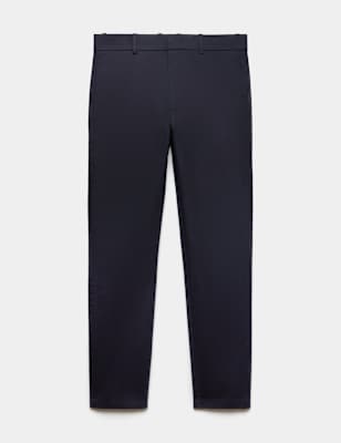 Mens Autograph Slim Fit Italian Cotton Rich Stretch Trousers, Dark Navy
