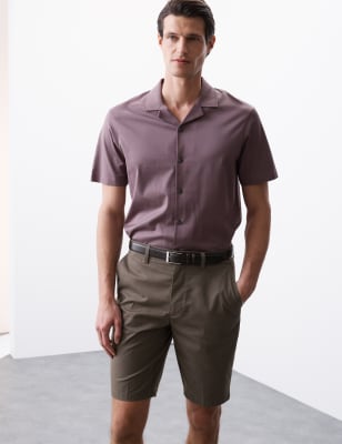 

Mens Autograph Regular Fit Super Lightweight Chino Shorts, Dark Mole