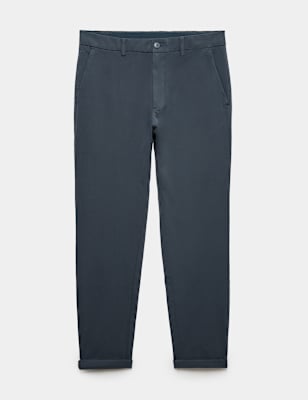 Mens M&S The Ultimate Slim Fit Twill Chinos, Dark Slate