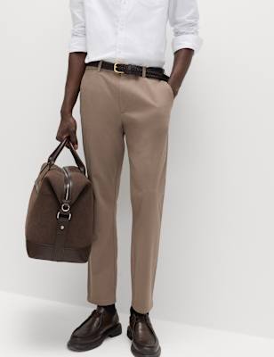 Mens M&S The Ultimate Slim Fit Twill Chinos, Mocha