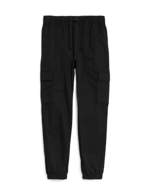 

Mens M&S Collection Elasticated Waist Ripstop Cargo Trousers - Black, Black