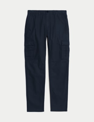 

Mens M&S Collection Tapered Fit Pure Cotton Cargo Trousers - Slate Blue, Slate Blue