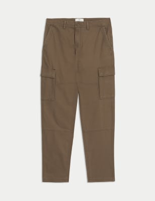 

Mens M&S Collection Tapered Fit Stretch Cargo Trousers - Brown, Brown