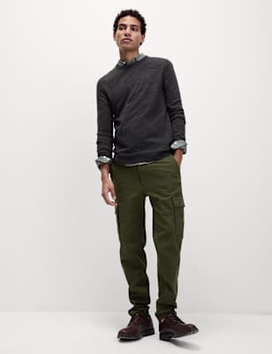 

Mens M&S Collection Tapered Fit Stretch Cargo Trousers, Dark Khaki