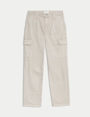 

Mens M&S Collection Loose Fit Pure Cotton Textured Cargo Trousers - Stone, Stone