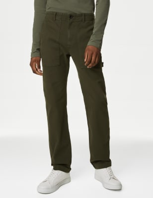 

Mens M&S Collection Straight Fit Utility Stretch Trousers - Khaki, Khaki