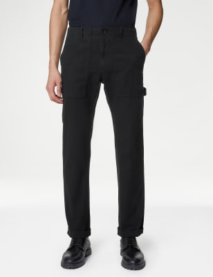 

Mens M&S Collection Straight Fit Utility Stretch Trousers - Black, Black