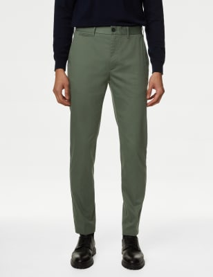 

Mens M&S Collection Schmal geschnittene, superleichte Chinohose - Moss, Moss