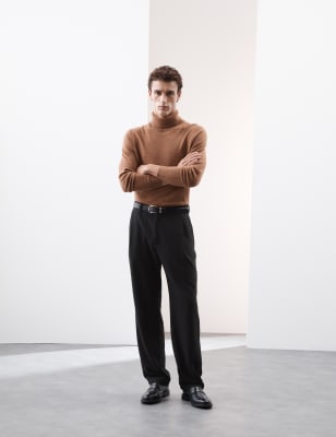 

Mens Autograph Tapered Fit Single Pleat Trousers, Black