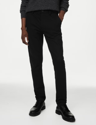 

Mens M&S Collection Slim Fit Stretch Ponte Chinos - Black, Black