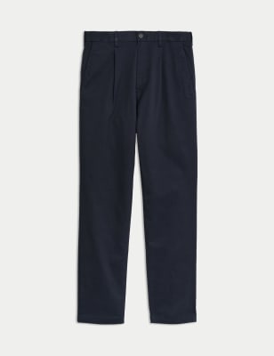 

Mens M&S Collection Regular Fit Heritage Twill Pleated Chinos - Midnight Navy, Midnight Navy