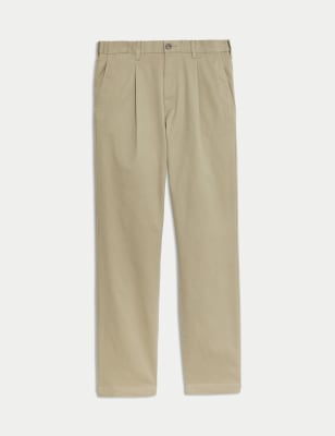 

Mens M&S Collection Regular Fit Heritage Twill Pleated Chinos - Sandstone, Sandstone