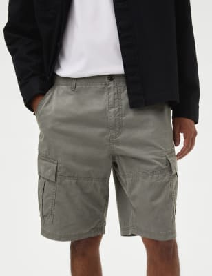 

Mens M&S Collection Pure Cotton Lightweight Cargo Shorts - Washed Green, Washed Green