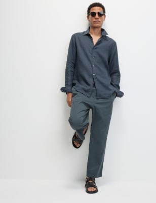 

Mens M&S Collection Tapered Fit Elasticated Waist Trousers, Dark Slate
