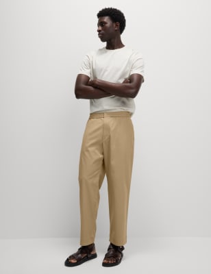 

Mens M&S Collection Tapered Fit Elasticated Waist Trousers, Sand